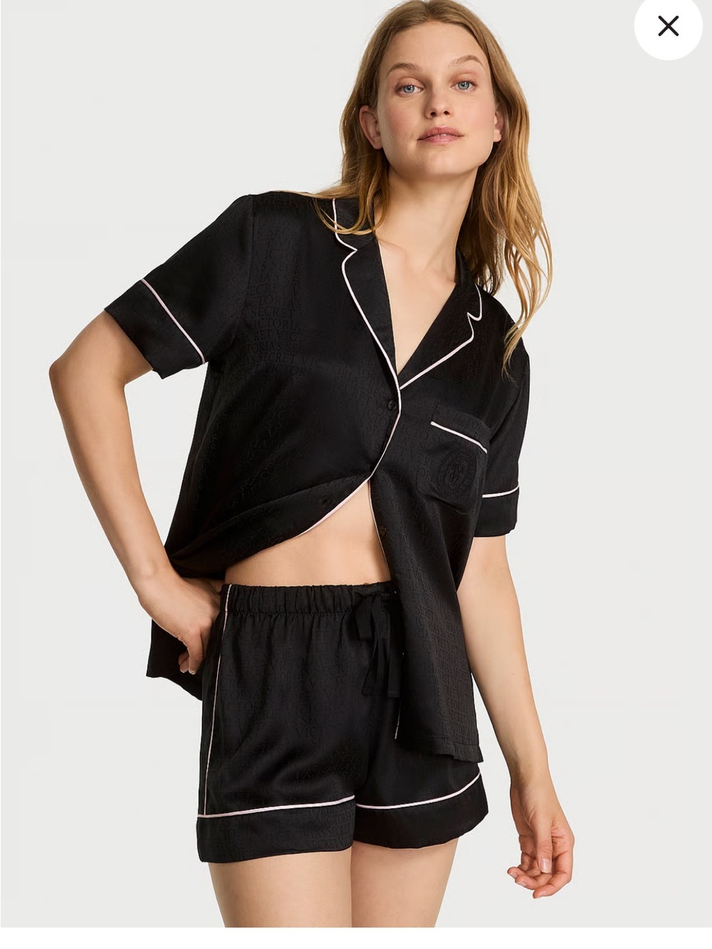 Victoria's Secret Black Satin Pajama Set